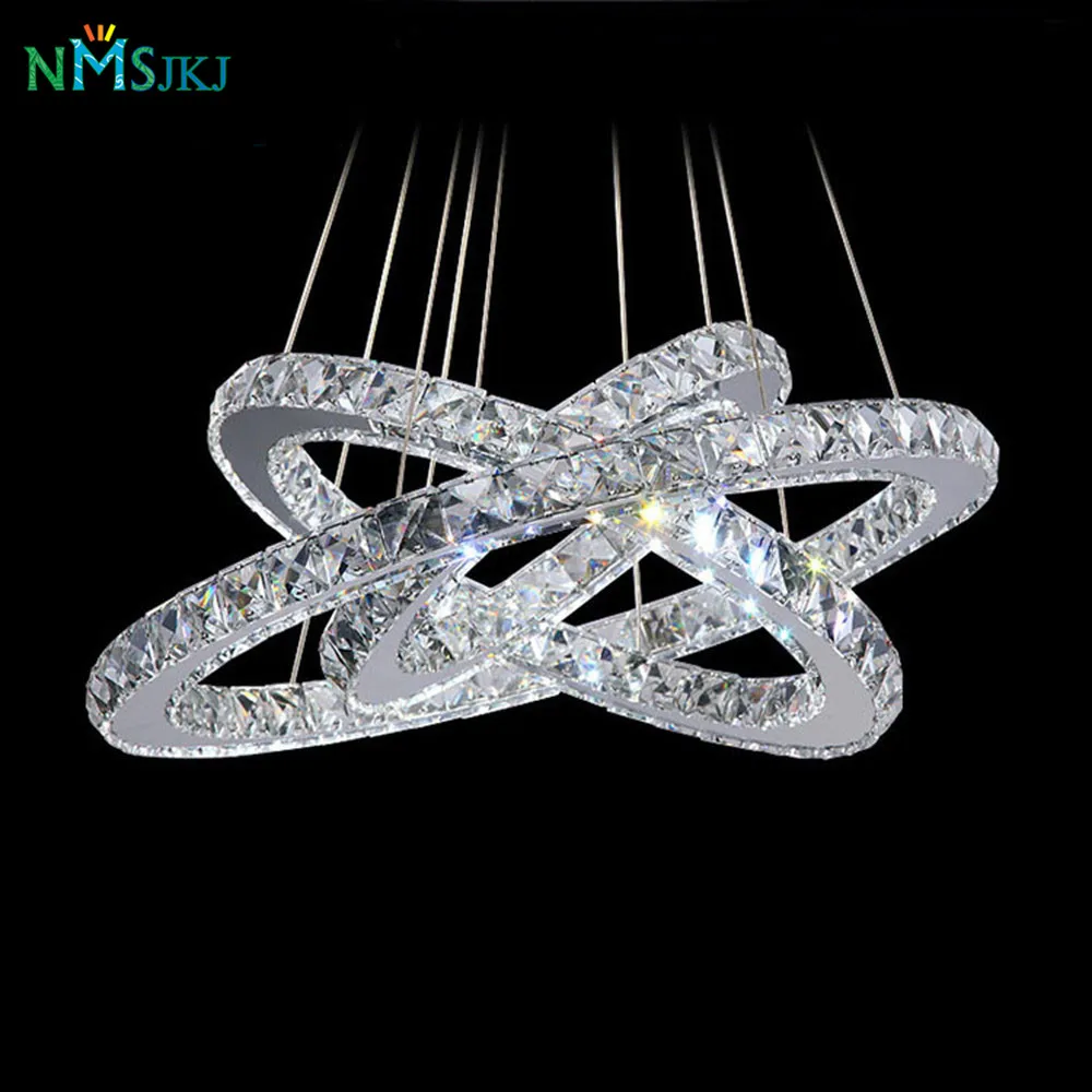 3 кольца Хрустальная светодиодная люстра светильник подвесной для столовой фойе