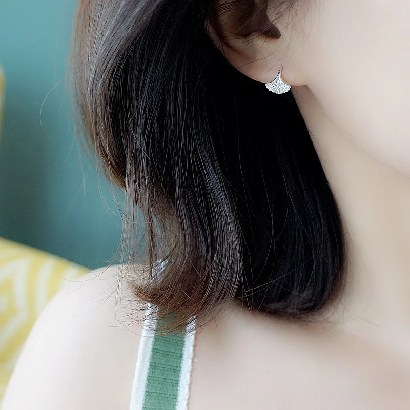 Корейские модные серебряные серьги в виде листьев гинкго билоба для женщин и