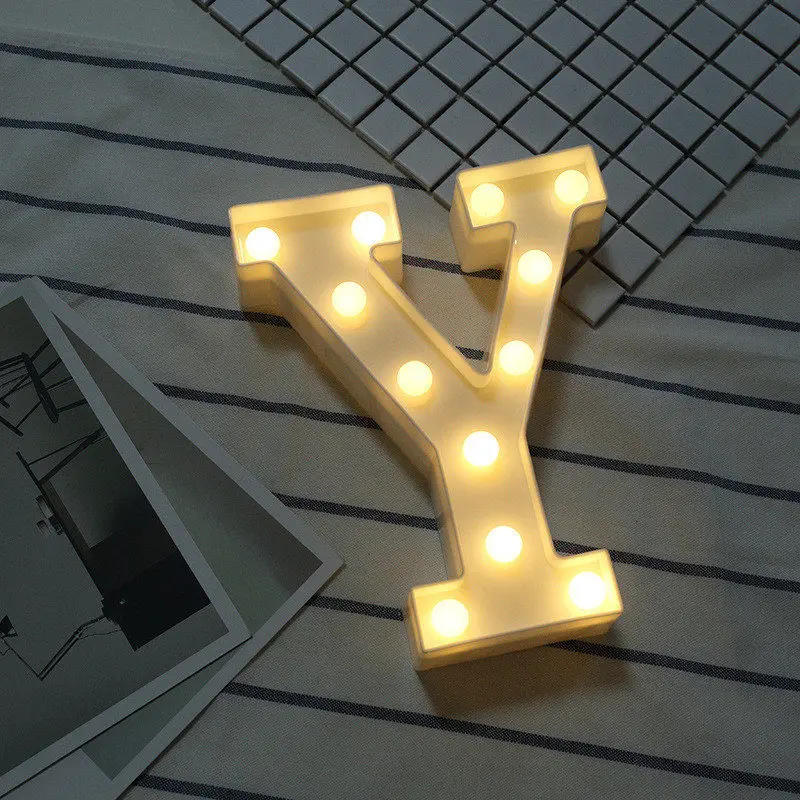 Y DIY буквы символ знак сердце освещение пластик Винтаж светодиодный свет на День святого Валентина Свадьба Вечерние украшения для праздника - Цвет: Y