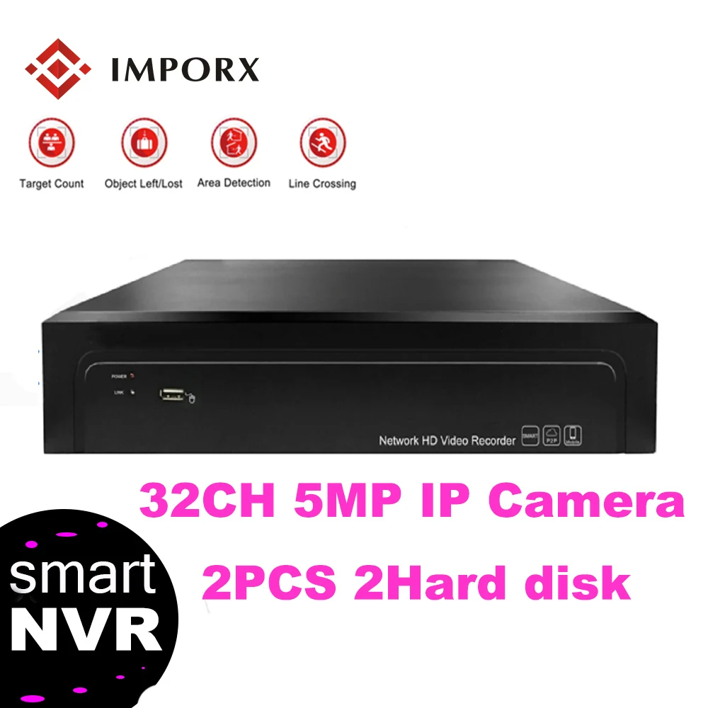 IMPORX Full HD 32CH 5MP наблюдения безопасный видеорегистратор H.265 25/16/9CH 4 K Сетевой Видео