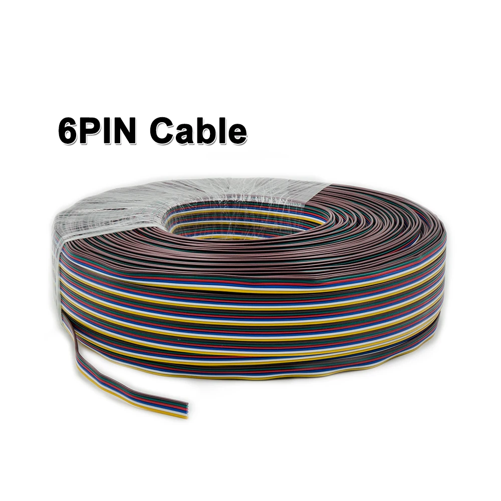 6PIN кабель 10 м 20AWG провод для 2835 3528 5050 RGB + CCT Светодиодная лента низкое напряжение