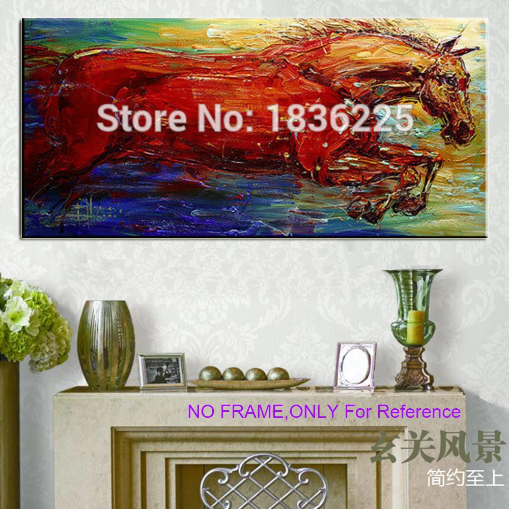 Ручная работа высокое качество красная лошадь картина маслом на холсте бегущие
