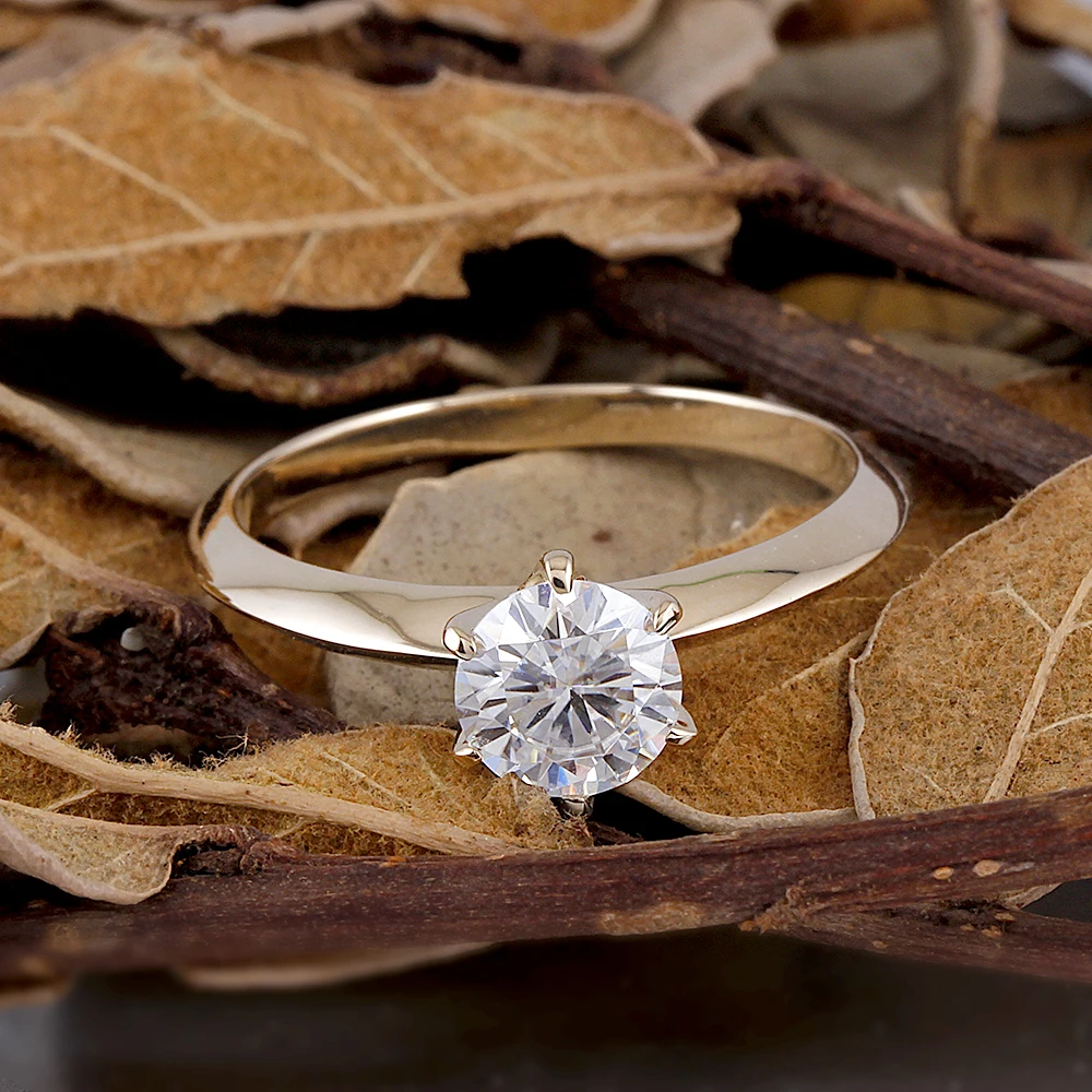 Классическое Обручальное Кольцо Transgems для женщин центр 1ct 6 5 мм F цвет Moissanite Diamond 14K