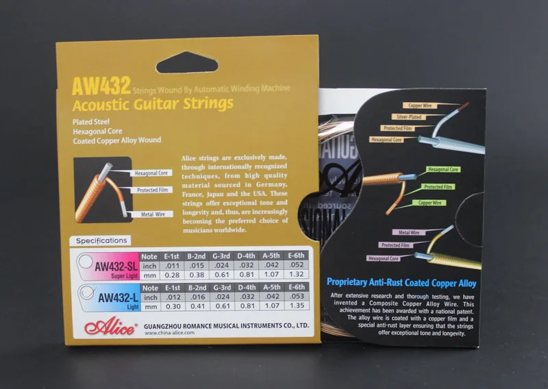 Alice AW432 Hexagonal Core Coated Copper Alloy Wound Acoustic Guitar Strings (.011-.052) (.012/.053) | Спорт и развлечения