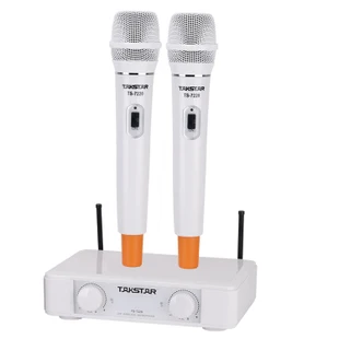 White Takstar TS-7220 белого цвета UHF 2-х канальный беспроводной ручной микрофон, использовать для кампуса встречи, развлечения, речи, караоке - Цвет: White