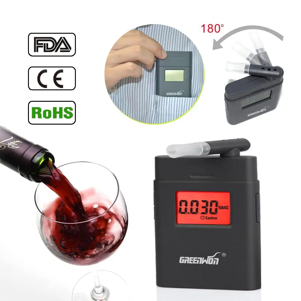 Цифровой алкотестер (0.000%-0.199% BAC (0,00-1,99g/l) с подсветкой AT838