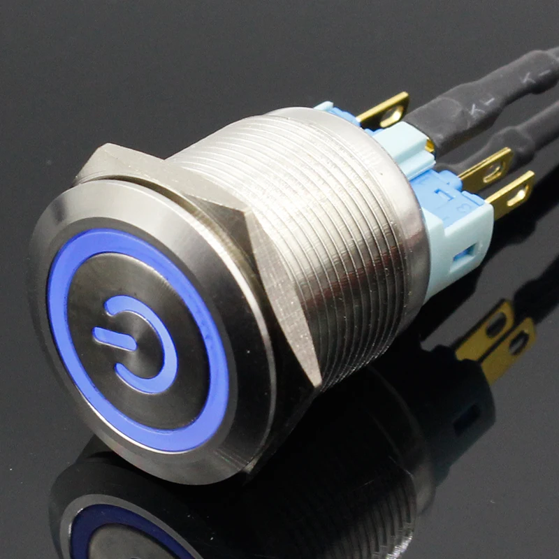 22mm Waterproof Latching Stainless Steel Metal Lamp LED Light Horn Power Push Button Switch Car Auto Engine Start PC 5V 12V 24V |