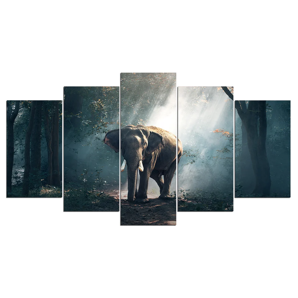 

5 pieces Wall Art Picture Gift Elephant Home Decoration Canvas Print painting beautiful for living room printed on canvas