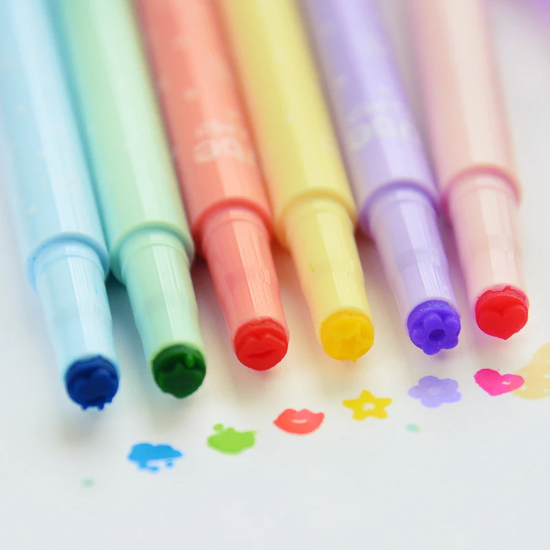 36 pcs/Lot Cute stamp Highlighter Marker pen for reading DIY scrapbooking Stationery material escolar School supplies F285 | Канцтовары