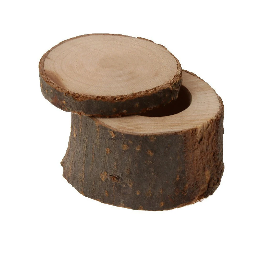 PIXNOR пустая деревянная серьги кольца круглая коробка Шебби шик рустикальный