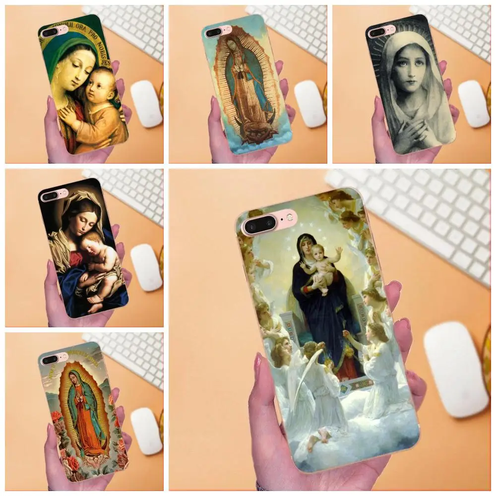 Для Apple iPhone X XS Max XR 4 4S 5 5C 5S SE 6 6S 7 8 Plus Мягкий ТПУ узор Девы Мэри Кристиан Рождество
