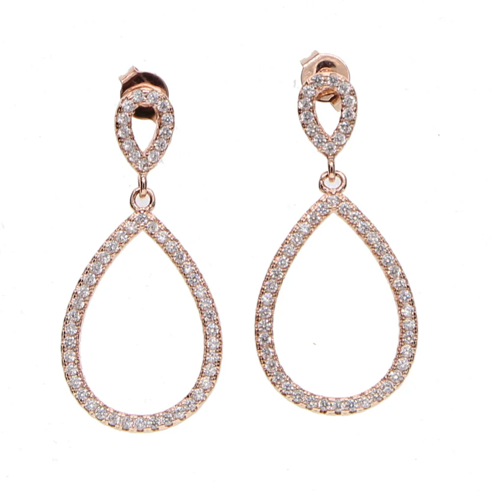 Hot Sale Simple Hollow prong setting cubic zirconia tear drop bling fashion Stud Earrings for Women Girl Piercing Jewelry | Украшения и