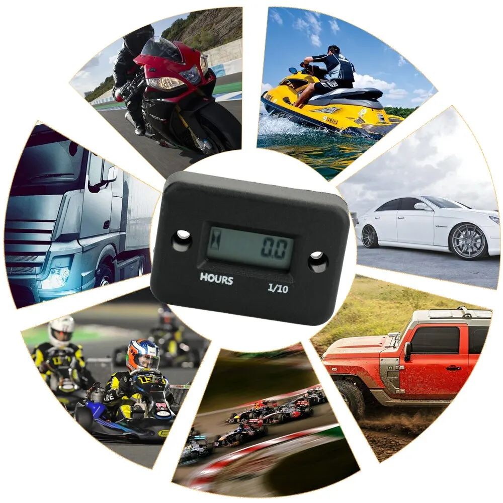 Waterproof LCD Digital Display Engine Tach Hour Meter Motor Sroke Car Motorcycle Boat Speedometer | Автомобили и мотоциклы