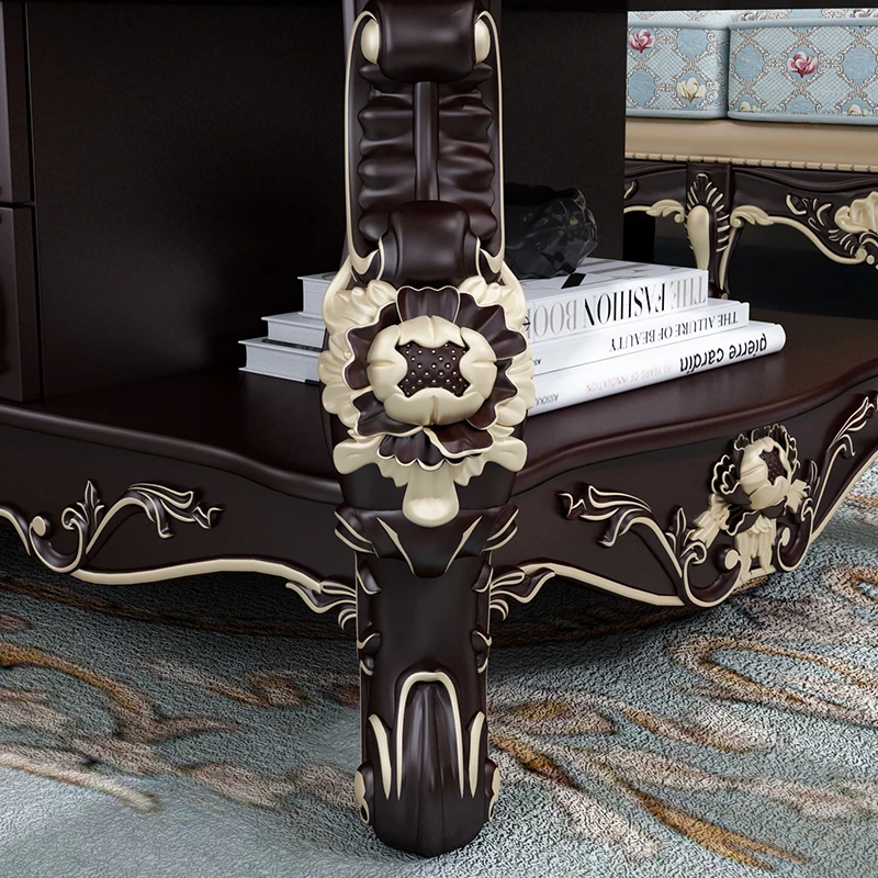 Роскошный кофейный столик из массива дерева в европейском стиле чайный