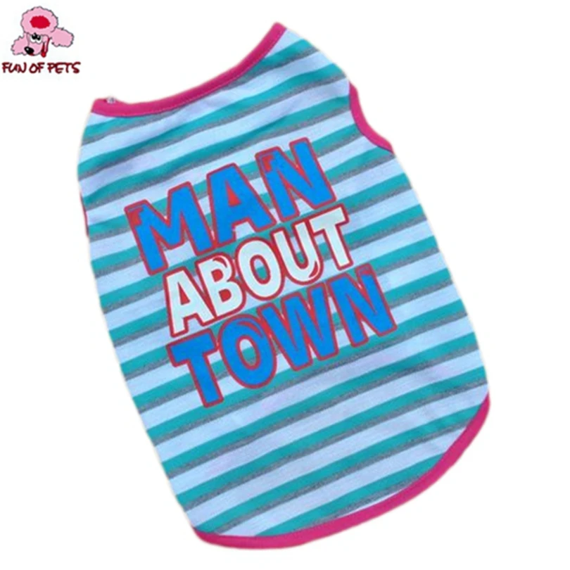 2017 Милая футболка с надписью Man About Town и полосками для собак одежда жилет собак|dog