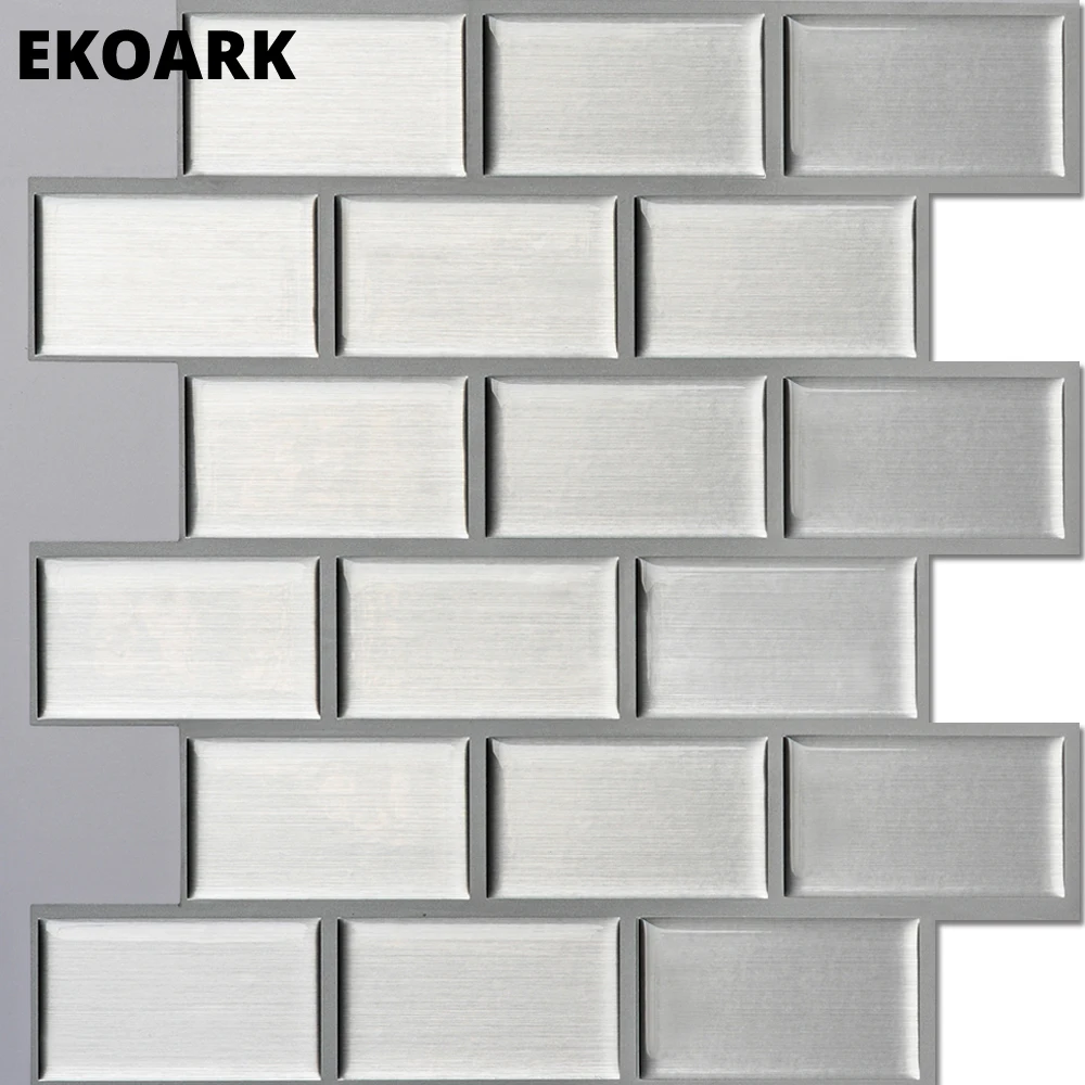 6 упак./лот 25*25 см 3D стены Стикеры самоклеящаяся muur Стикеры для декора комнаты Кухня/Стикеры в ванную серебро кирпич Стикеры s mura