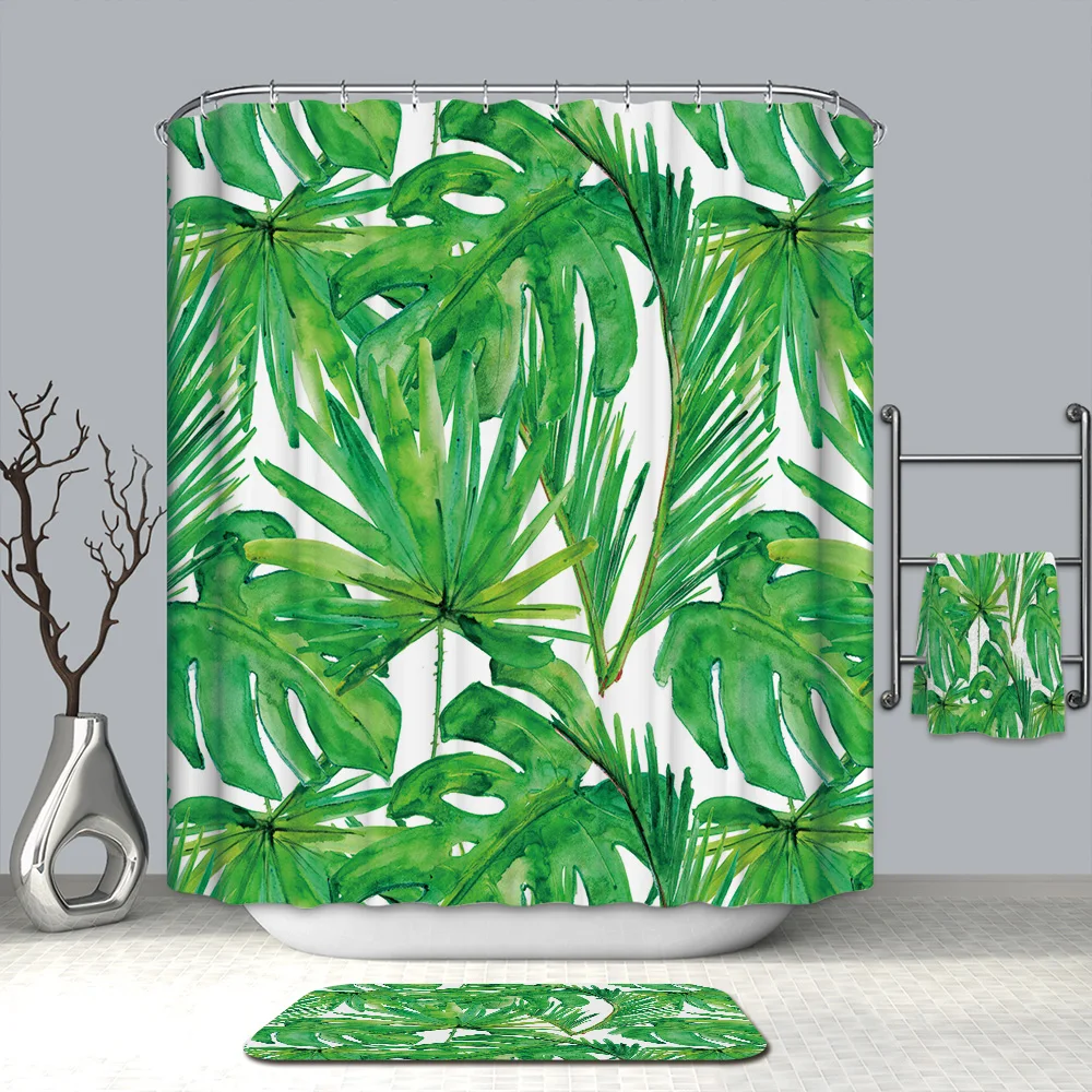3D тропические растения занавески для душа с листьями водостойкие плесени
