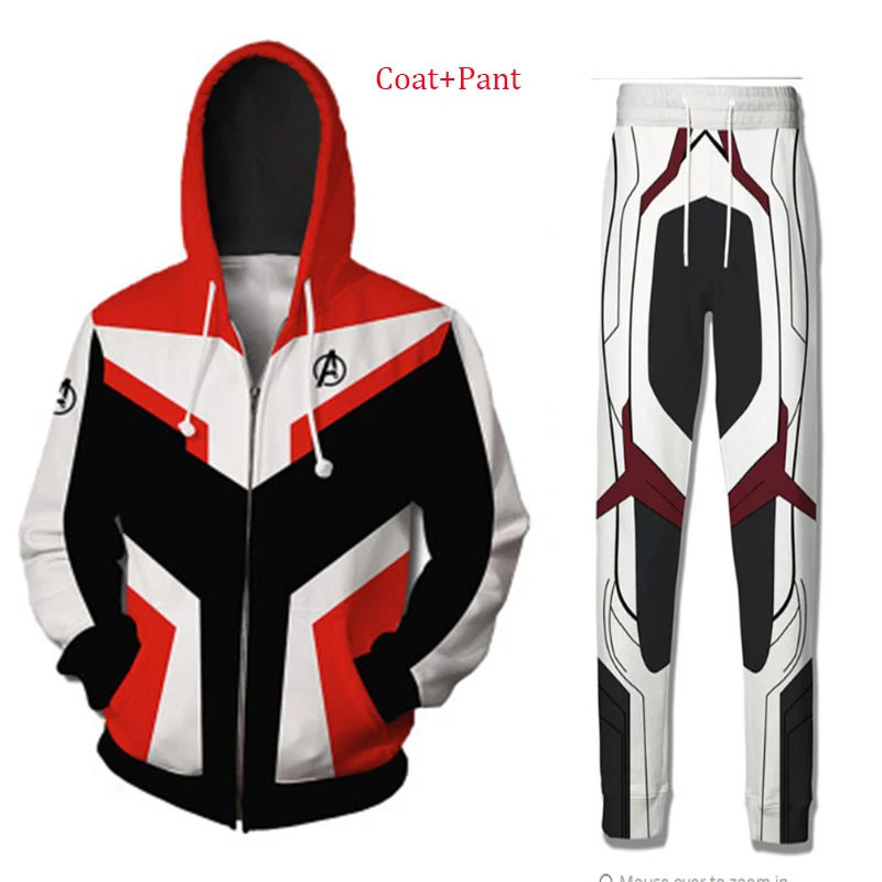 Костюм для косплея взрослого Avengers Endgame Hoodie Coat Pant Quantum Realm Superhero Suit Advaced Tech Tony Stark.