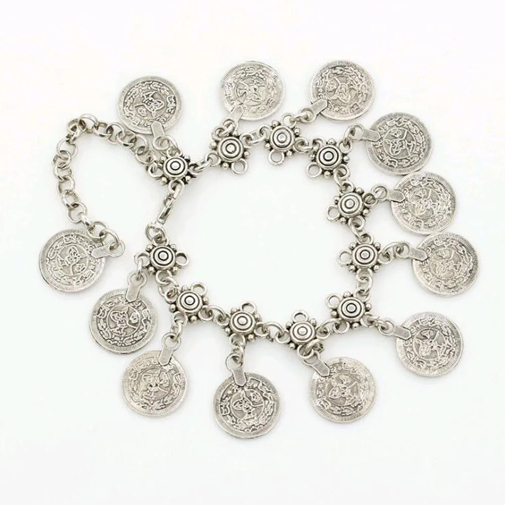 Женские вечерние браслеты FAMSHIN серебристые богемные с металлическими кисточками