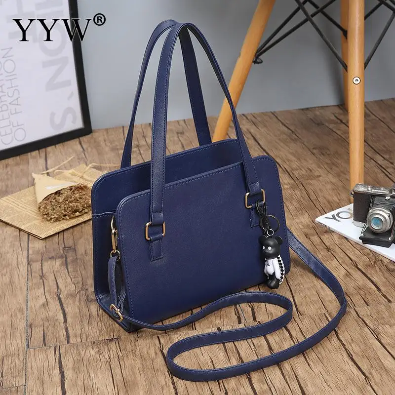 dark blue Женские сумки на плечо белого цвета из мягкой искусственной кожи, повседневные сумки для женщин, Универсальные женские сумки высокой емкости - Цвет: dark blue