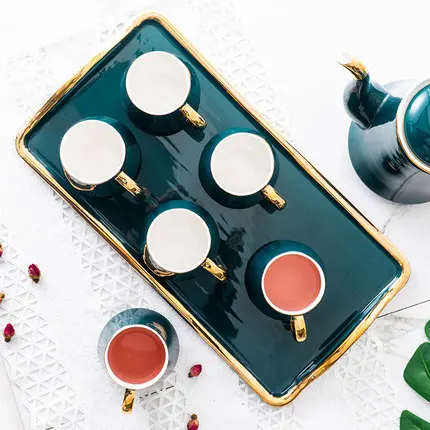 Домашний чайный набор с подносом британская красная чайная чашка [1 горшок + 6