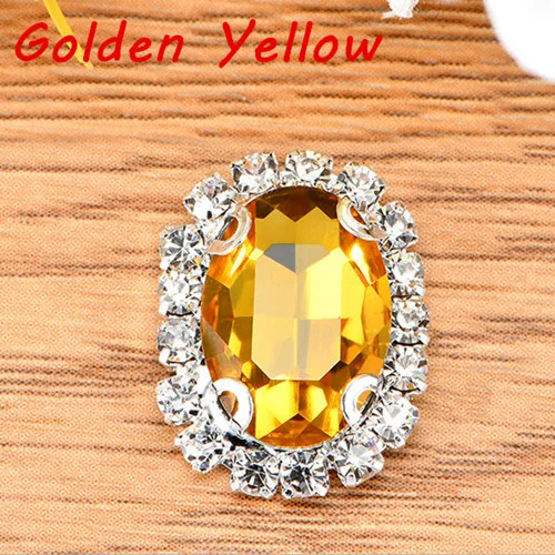 Golden Yellow 8x10 мм 10 шт./лот Овальный Стекло Кристалл пришить Стразы с когтями Высокое качество украшения DIY Пуговицы - Цвет: Golden Yellow