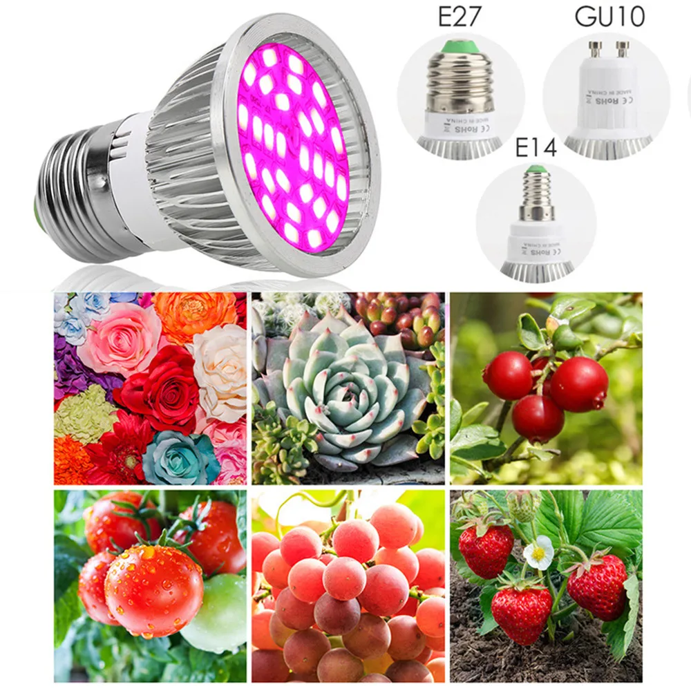 Лампы для выращивания растений дома E27/E14/GU10 6W 28 LED лампы гидропоники Veg цветок