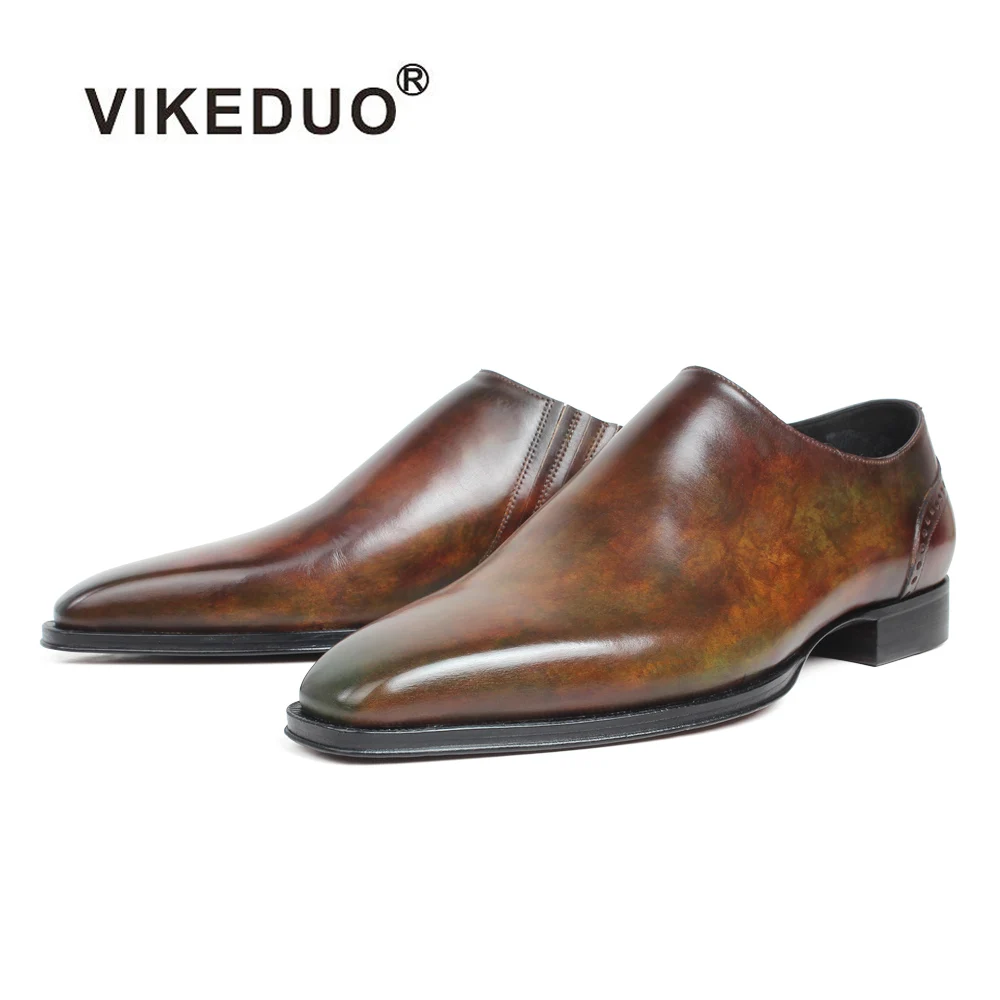 VIKEDUO/Новые модные лоферы Мужская обувь из лакированной кожи с квадратной