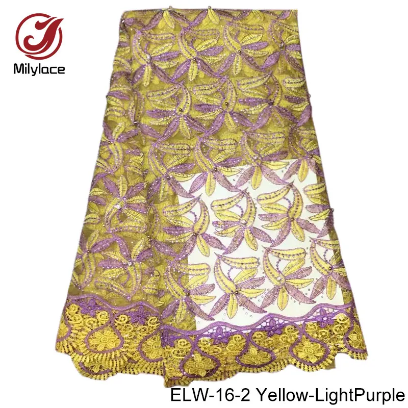 Latest bridal lace fabric wholesale high quality embroidery beaded nigerian french tulle ELW-16 | Дом и сад