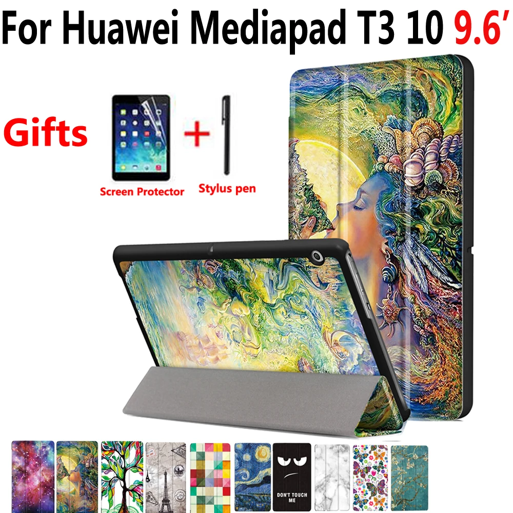 Умный чехол для Huawei Mediapad T3 10 9 6 AGS L09 L03 Модный планшета из искусственной кожи с