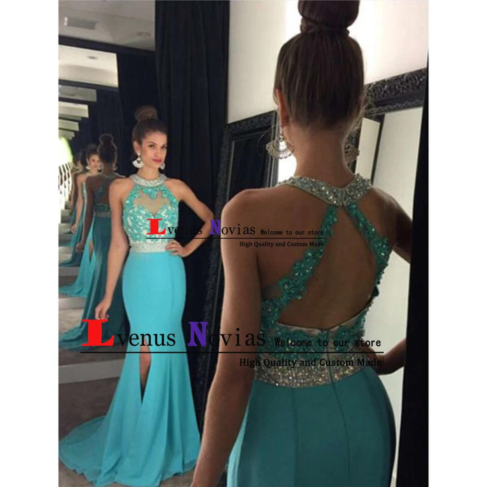 Женское вечернее платье с открытой спиной robe de bal красное лямкой на шее 2019 |