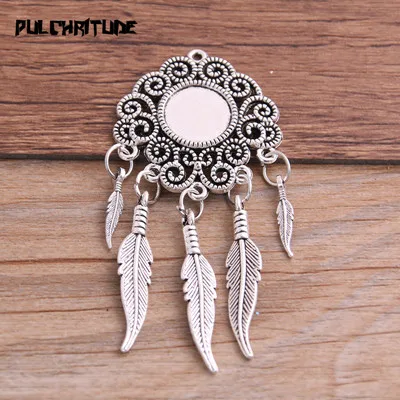 antique silver Pulchrode 12 мм 2 шт сплав два цвета винтажное Дерево лист перо Крылья известность Стиль Круглый Кабошон ожерелье кулон для Сделай Сам - Цвет: antique silver