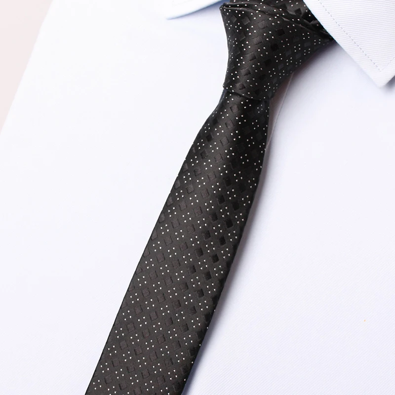 

Мужские Узкие галстуки, черный галстук из полиэстера и шелка, жаккардовый узкий галстук 2 дюйма, галстук для шеи, повседневный деловой Тонки...