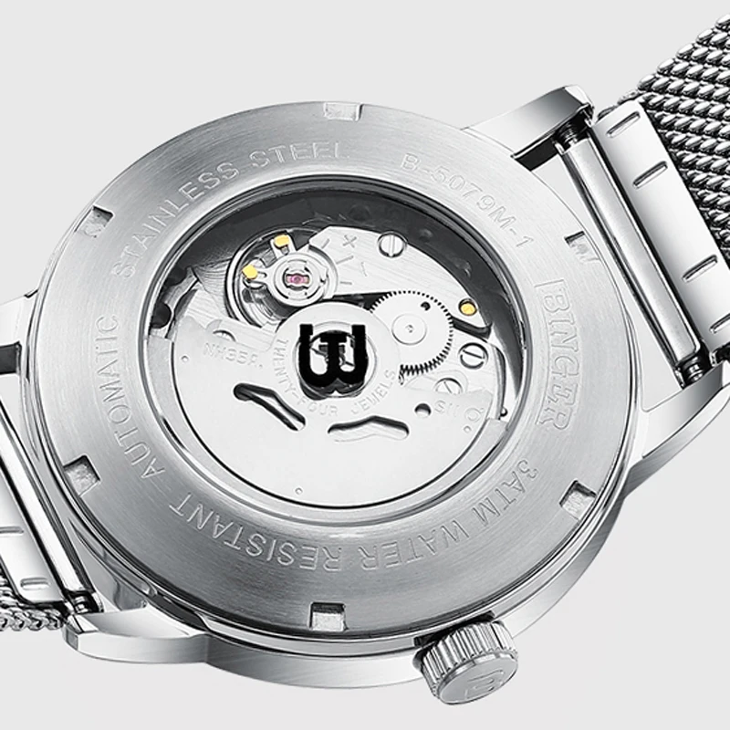 Switzerland BINGER мужские часы Топ люксовый бренд Япония Seiko автоматическое механическое движение часы досуг бизнес синий horloges