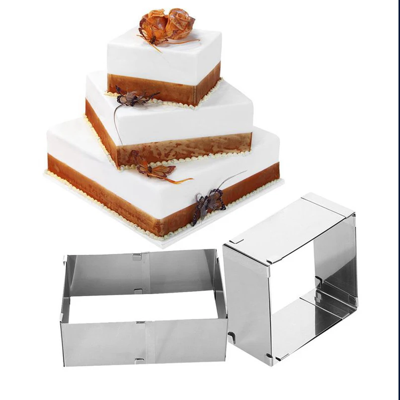 1 шт. Регулируемая нержавеющая сталь мусс кольцо квадратный торт плесень дома DIY формы для выпечки Кухня