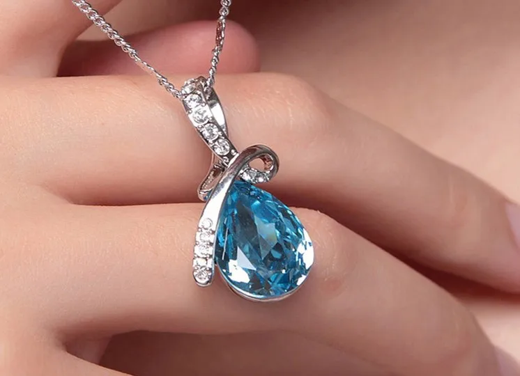 Promotion water drop Austria crystal 925 sterling silver ladies pendant necklaces jewelry for women gift shipping | Украшения и