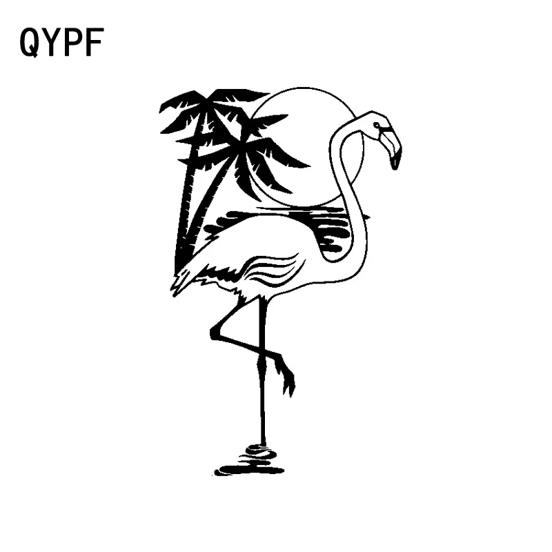 QYPF 9 см * 16 мультфильм фламинго пальма солнце стикер автомобиля наклейка