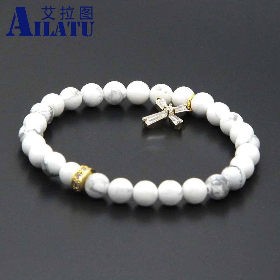 Ailatu 6 мм натуральные белые мраморные бусины Howlite микровыложенные прозрачные