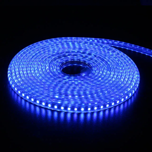Blue Светодиодная лента Водонепроницаемая SMD 5050 светодиодная лента AC220V гибкая 60 светодиодов/метр наружное садовое освещение с европейской вилкой - Испускаемый цвет: Blue