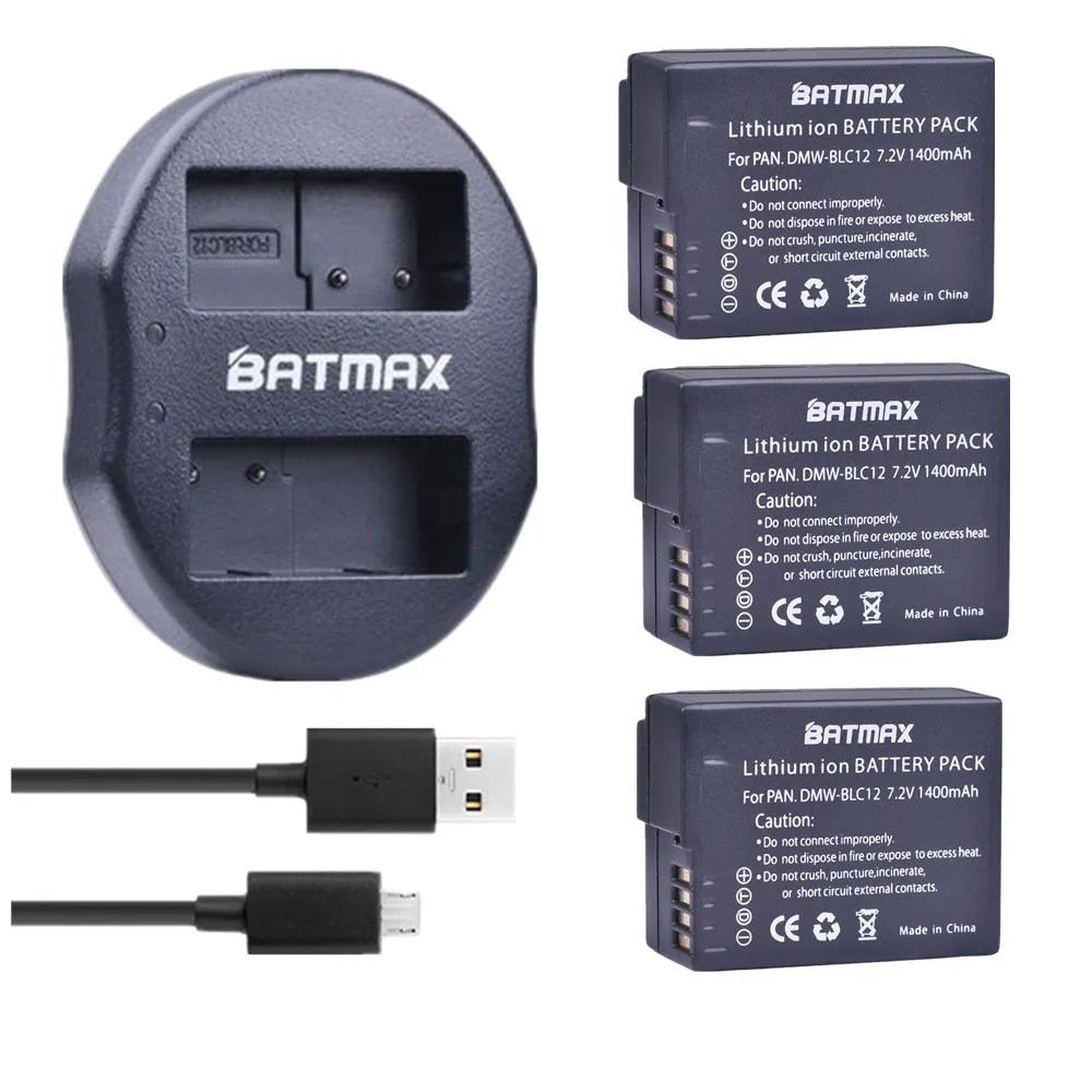 3 шт. комплект перезаряжаемых аккумуляторов DMW-BLC12 DMW BLC12 DMWBLC12 + USB двойное зарядное