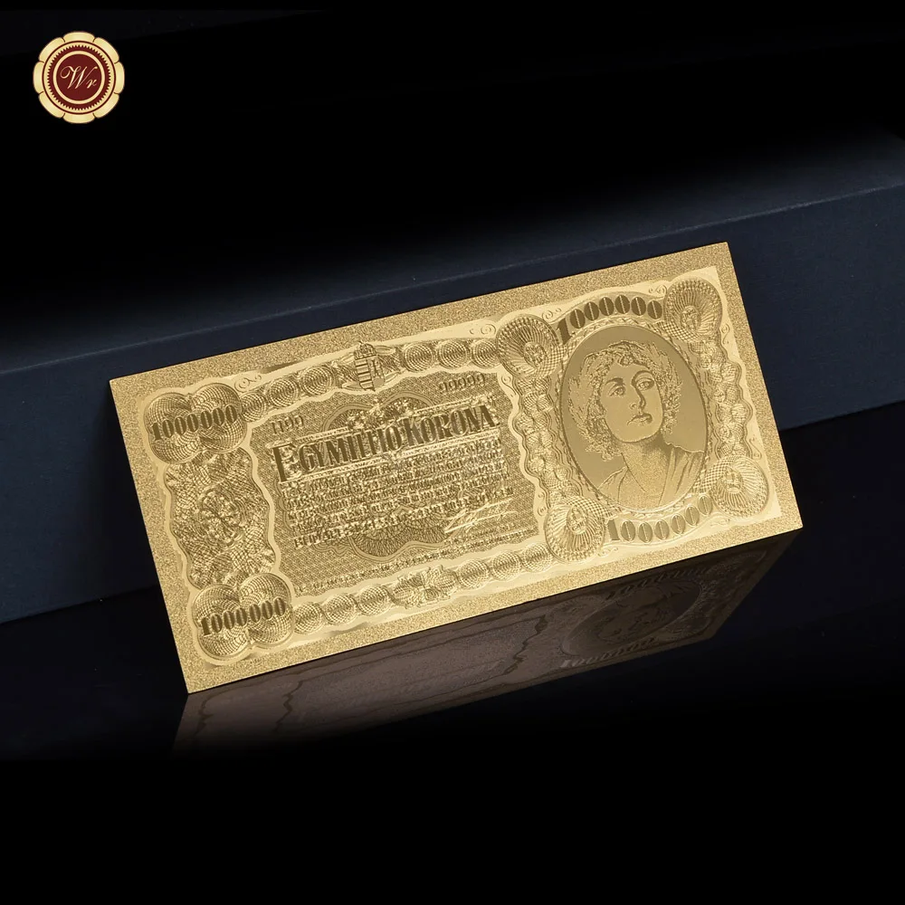 

Wholesale Hungary Gold Banknote Set of 8 Pcs15-1000000 Forint Gold Fake Money In Diff Period Free Coa Home Decor