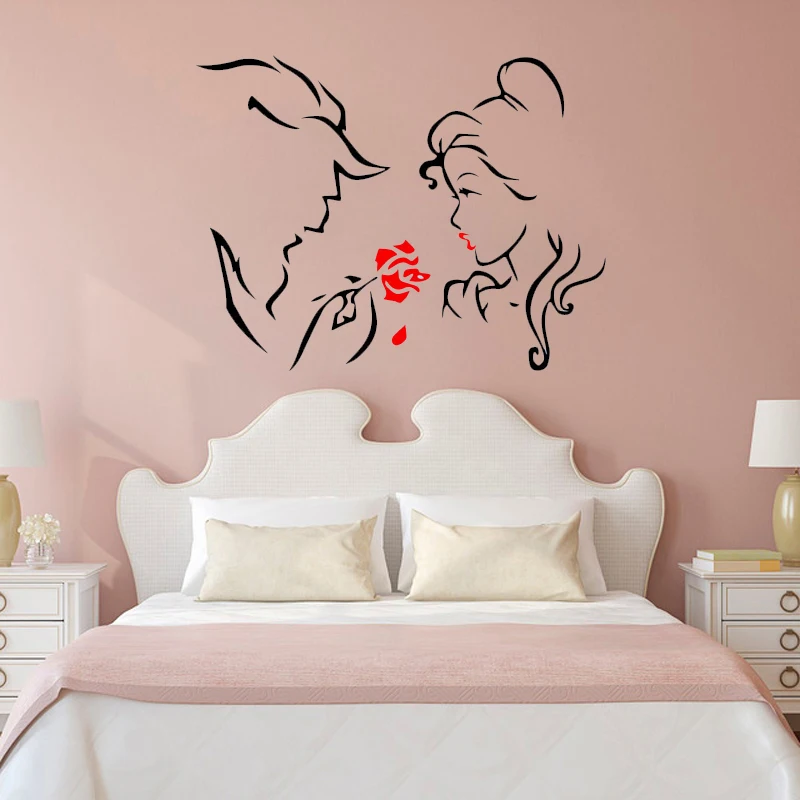 

YOYOYU Beauty and Beast Wall Stickers For Kids Rooms Baby Nursery Room Bedroom Wall Decal Interior Cartoon Home Decor MuralSY501