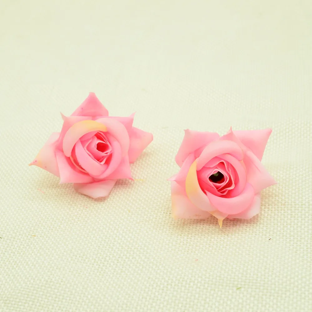 light pink 10 шт., 5 см, искусственные цветы, новогодний, Рождественский Декор для дома, свадьбы, свадебная шелковая головка розы, поддельная брошь, декоративный цветочный горшок - Цвет: light pink
