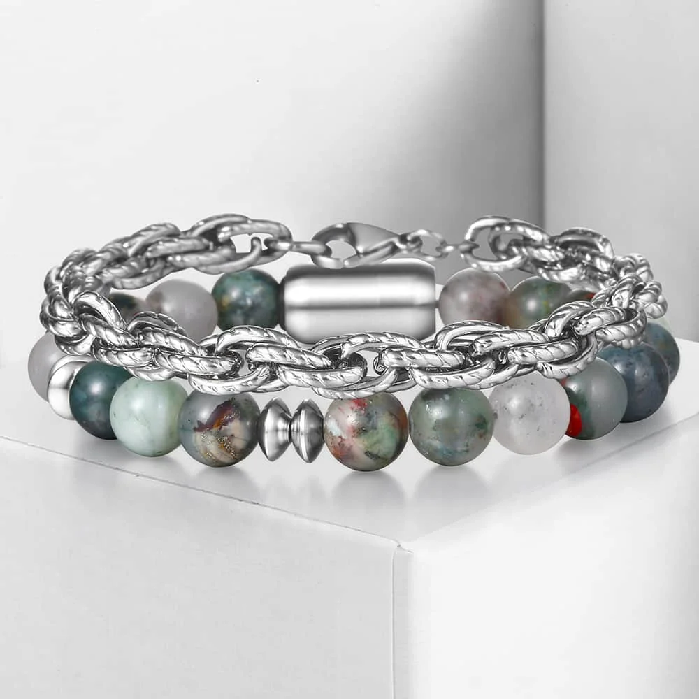 2 шт./компл. браслет из натурального камня для мужчин Африканский кровяной камень