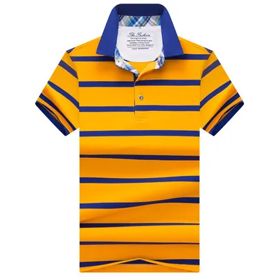DK3885-YELLOW Летняя мужская рубашка поло, брендовая, высокое качество, повседневная, короткий рукав, в полоску, Мужская рубашка поло, Tace& Shark, брендовая футболка, homme - Цвет: DK3885-YELLOW