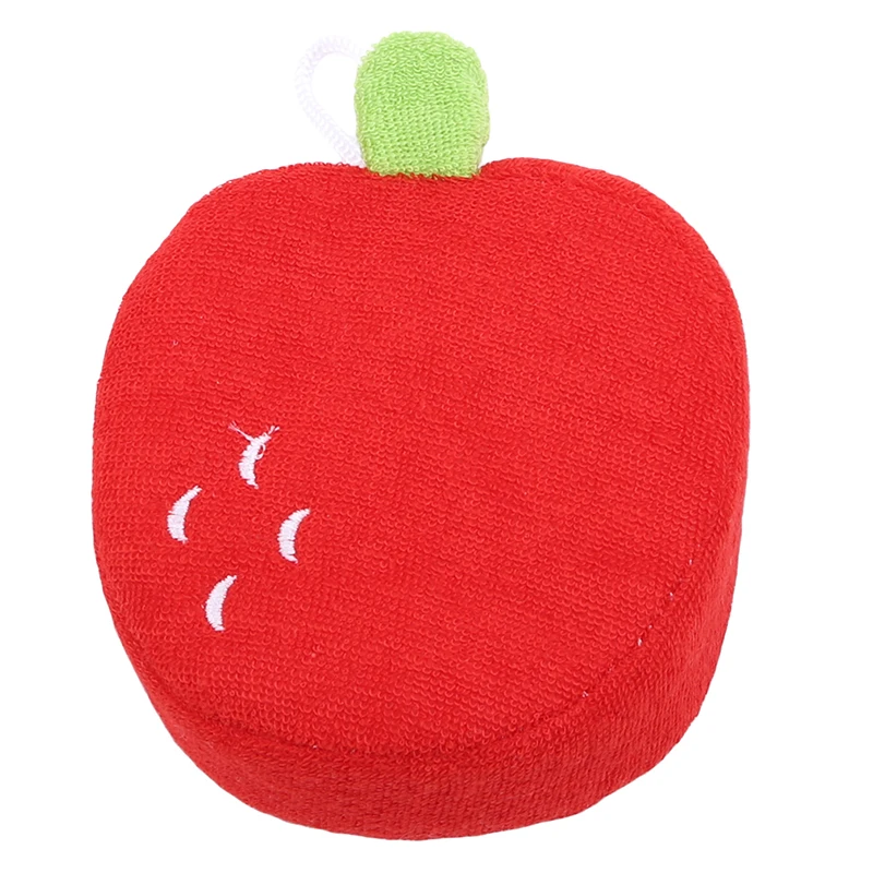 Red apple Фруктовая Детская щетка для ванны, мягкая детская губка для ванны с рисунком из мультфильма, пуховка для пудры, милые детские товары для новорожденных, товары для душа, полотенце с шариками - Цвет: Red apple