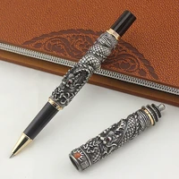 jinhao noble gary silver gold two dragon play pearl dragon carved crystal rollerball pen for gifts office school pens new design