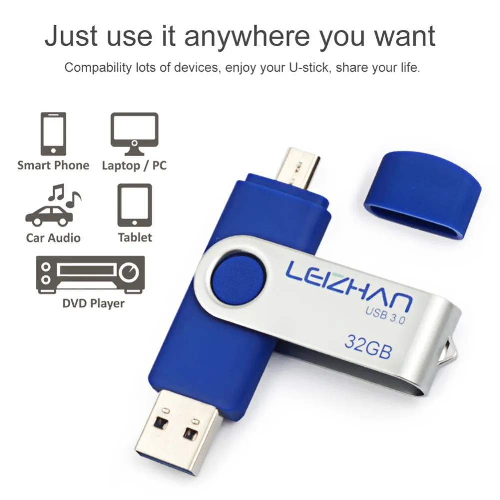 Флеш накопитель LEIZHAN 128 ГБ usb 3 0 android флеш фотофлешка для Galaxy S7/S6/S5/S4/S3 64 32 16 8 micro memory