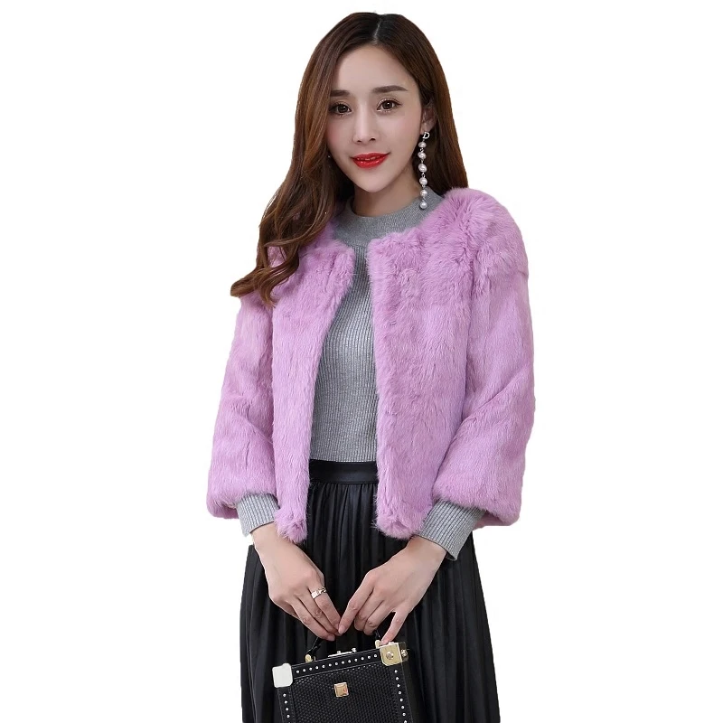 Plus size S - 6XL real rabbit fur jackets women O neck whole skin coats genuine leather outerwear custom make | Женская одежда