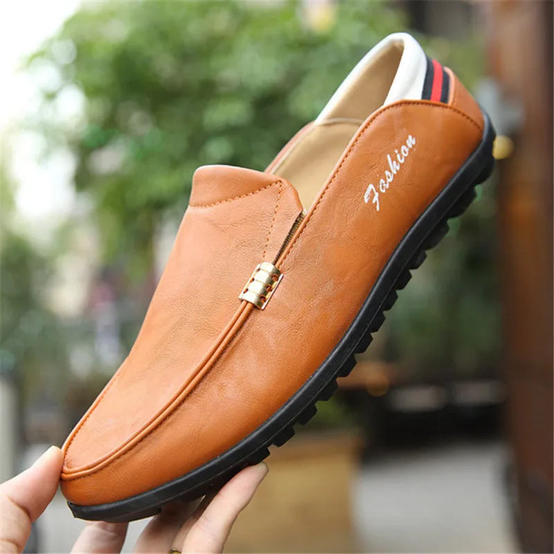 Italian Leather Men Casual Shoes Luxury Brand Mens Loafers Moccasins Breathable Slip on Black Driving Soft 2019 | Обувь